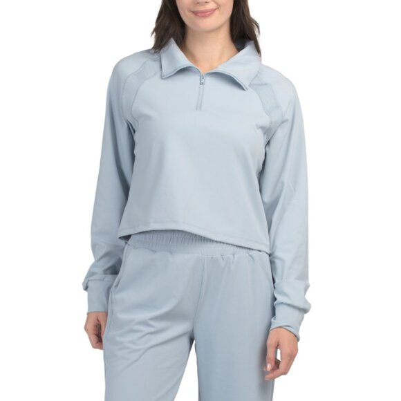 GOTTEX Winter Sky Half Zip Sweatshirt With Ribbed Insert - Picture 1 of 2